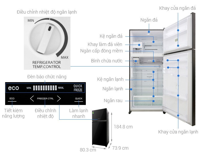 Tổng quan tủ lạnh Toshiba GR-AG66VA(XK) màu đen sang trọng