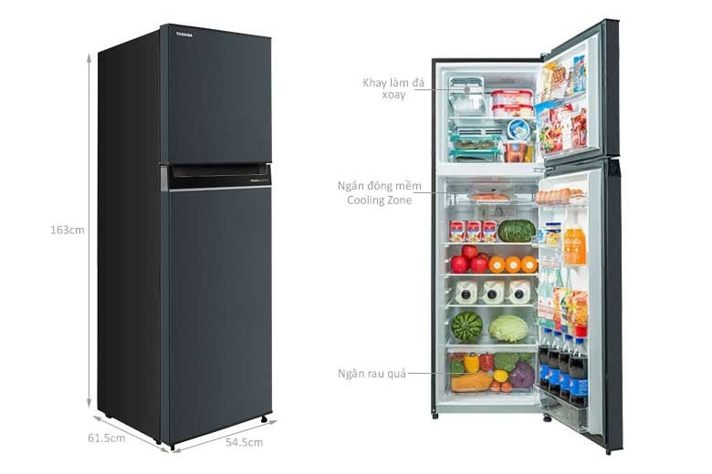 Tổng quan tủ lạnh Toshiba GR-RT329WE-PMV(52) với thiết kế bên ngoài và màu sắc hiện đại
