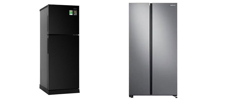 Tủ lạnh 2 cánh cửa với thiết kế truyền thống, ngăn đông trên