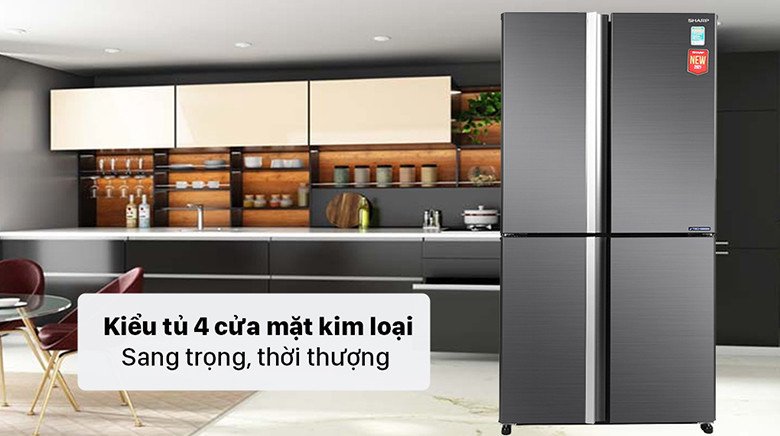 Tủ lạnh 4 cánh Sharp Inverter 520 lít SJ-FX600V-SL màu bạc