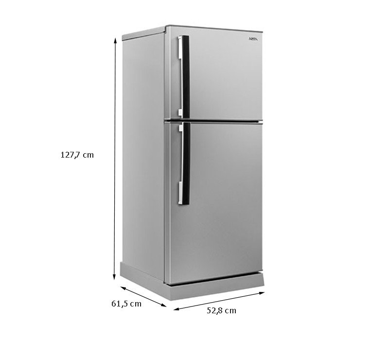 Tủ lạnh AQUA 165 Lít AQR-189DN thép không gỉ với thiết kế ngăn đá trên.