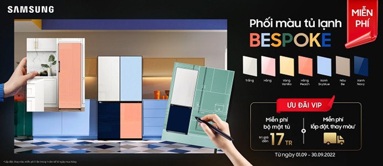 Tủ lạnh Bespoke Samsung với nhiều màu sắc và thiết kế mô-đun