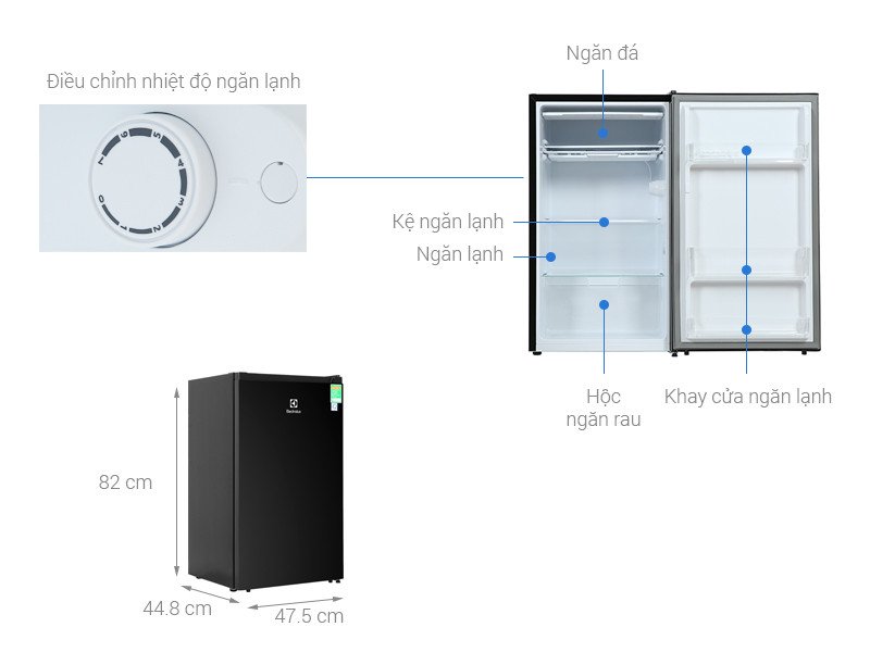 Tủ lạnh Electrolux EUM0930BD-VN 94 lít màu đen sang trọng đặt trong không gian sống hiện đại