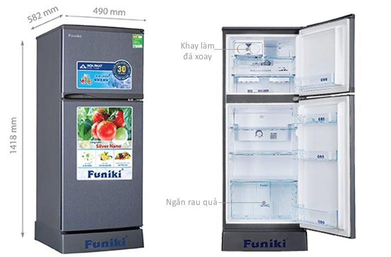 Tủ lạnh Funiki 147 lít FR-152CI màu ghi xám với ngăn rau quả rộng rãi