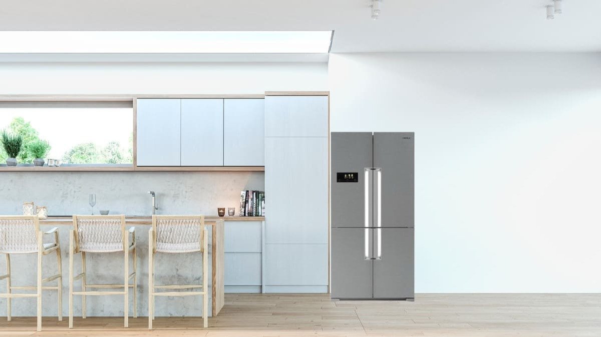 tủ lạnh Hafele cửa đôi màu bạc với thiết kế sang trọng hiện đại