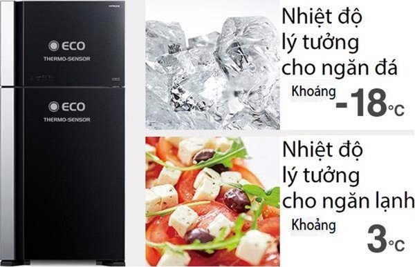 Tủ lạnh Hitachi Inverter FG560PGV8 GBK với cảm biến kép Eco thông minh điều chỉnh nhiệt độ