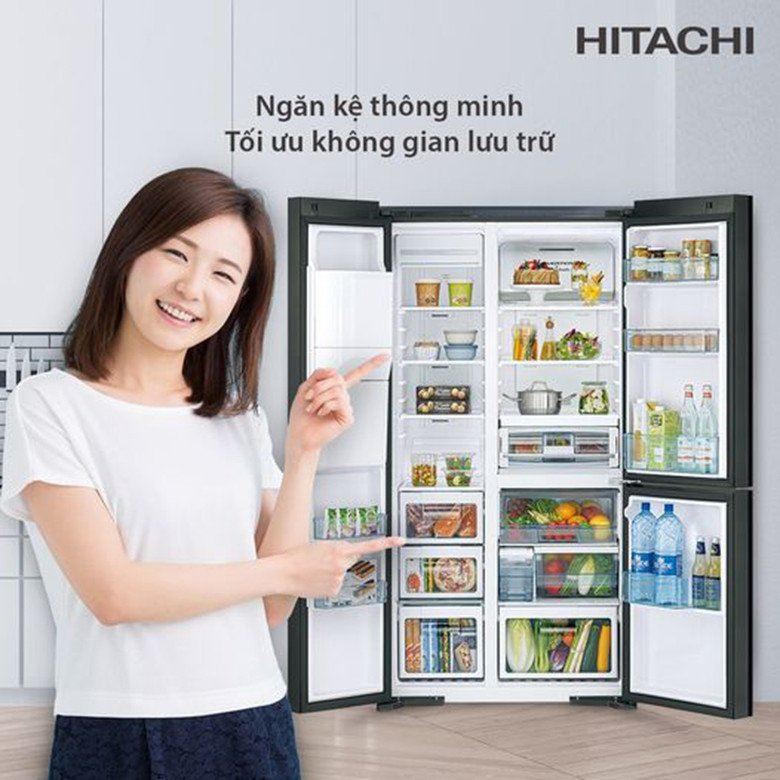 Tủ lạnh Hitachi R-MX800GVGV0 (GMG) với dung tích lớn, ngăn kéo tiện lợi