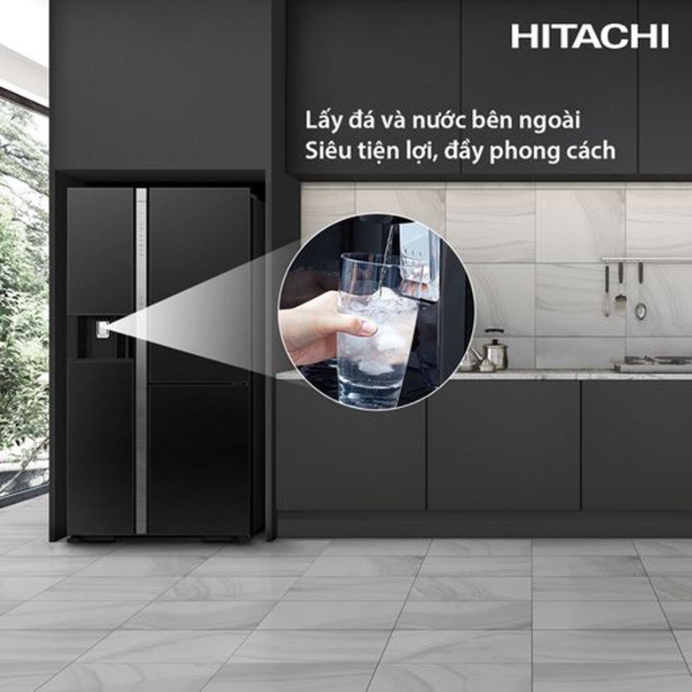 Tủ lạnh Hitachi R-MX800GVGV0 (GMG) với tính năng lấy nước đá bên ngoài