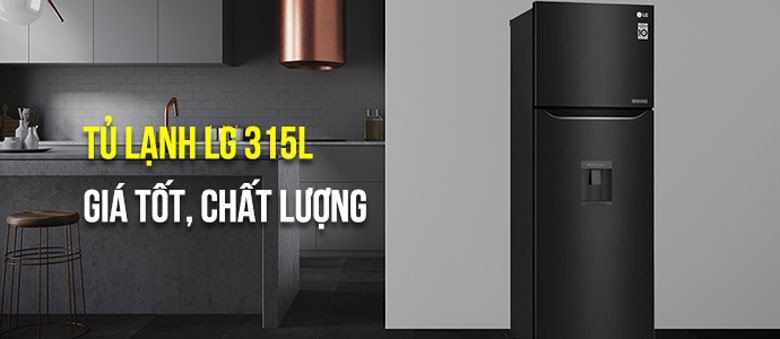 Tủ lạnh LG 315 lít với thiết kế hiện đại sang trọng phù hợp nhiều không gian bếp