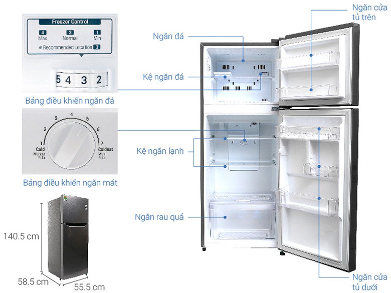 Tủ lạnh LG GN-L205S màu xám bạc hiện đại