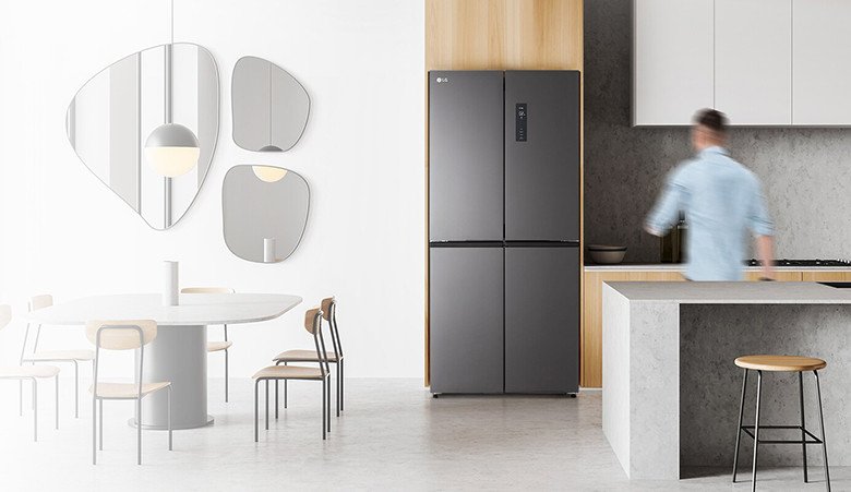 Tủ lạnh LG GR-B50BL nổi bật với thiết kế Multi Door hiện đại và tay nắm âm tinh tế