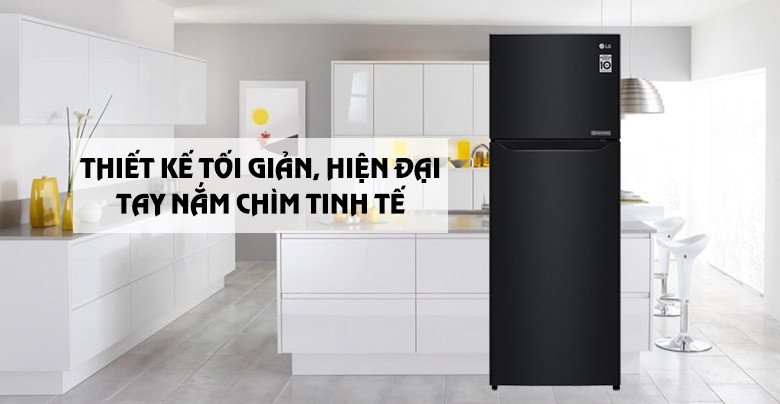 Tủ lạnh LG Inverter 209 lít GN-B222WB với thiết kế hiện đại, sang trọng màu đen, phù hợp mọi không gian bếp