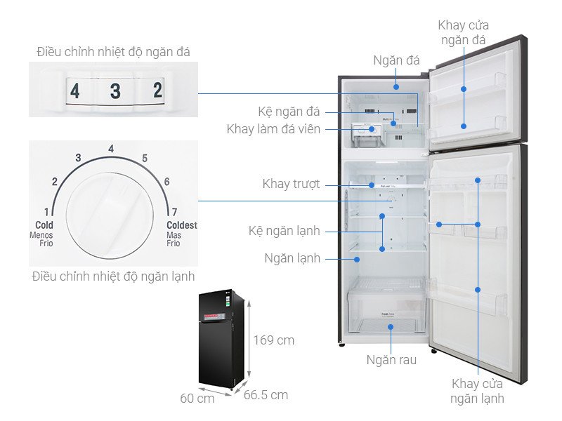 Tủ lạnh LG Inverter 315 lít GN-M315BL màu đen sang trọng