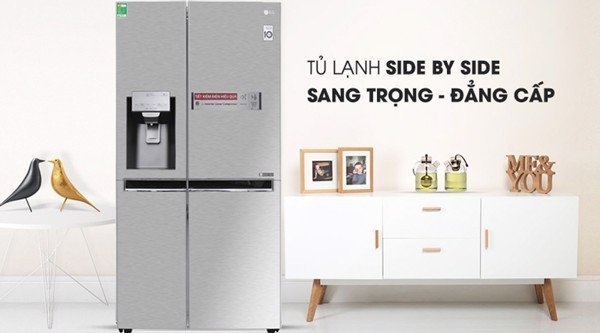 Tủ lạnh LG Inverter GR-D257JS màu đen với bảng điều khiển cảm ứng bên ngoài