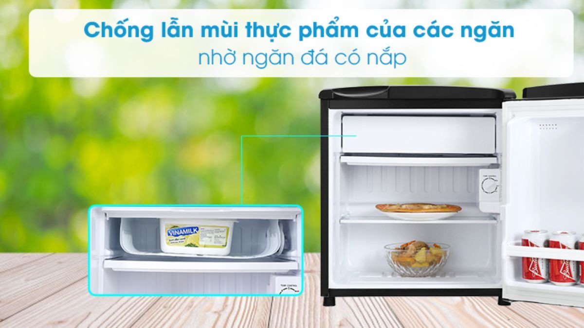 Tủ lạnh mini Aqua AQR-D59FA BS dung tích 50 lít màu bạc