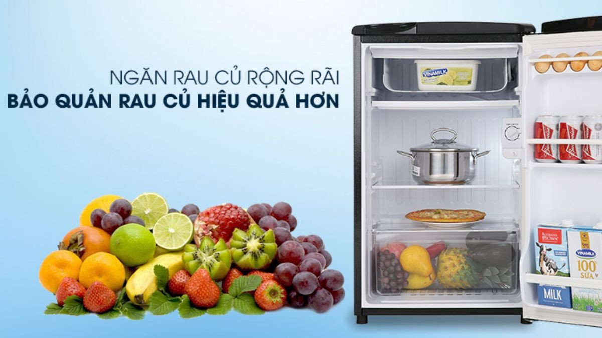 Tủ lạnh mini Aqua AQR-D99FA BS thiết kế hai cửa tiện lợi