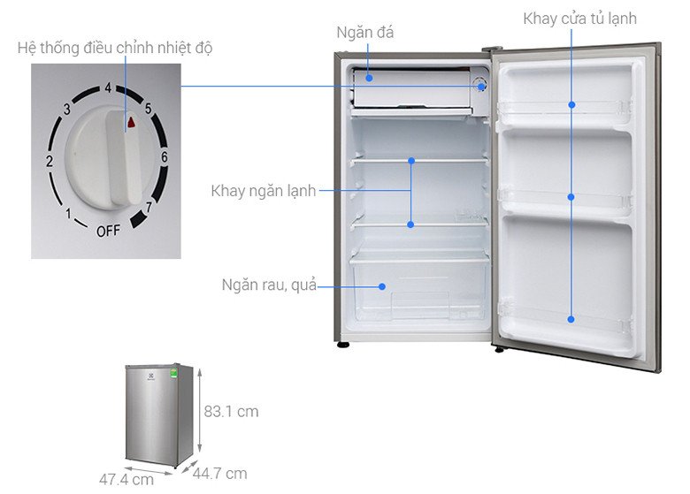 Tủ lạnh mini Electrolux 85 lít EUM0900SA có kích thước nhỏ gọn