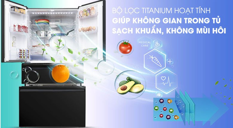 Tủ lạnh Mitsubishi 4 cánh khử mùi hiệu quả và diệt khuẩn tối ưu
