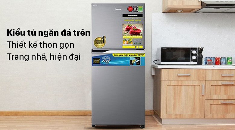 Tủ lạnh Panasonic Inverter 234 lít NR-TV261APSV với thiết kế màu bạc sang trọng và tay nắm chìm tinh tế.