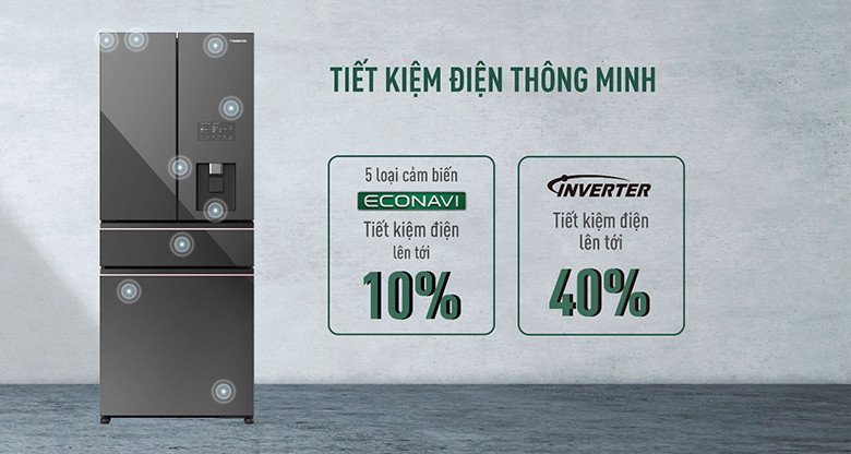 Tủ lạnh Panasonic NR-YW590YMMV với công nghệ Inverter và cảm biến Econavi giúp tiết kiệm điện năng tối ưu