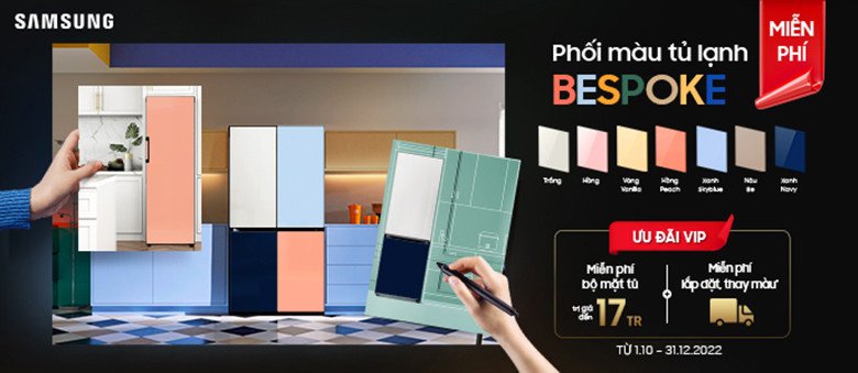 Tủ lạnh Samsung Bespoke với các tấm mặt màu sắc đa dạng