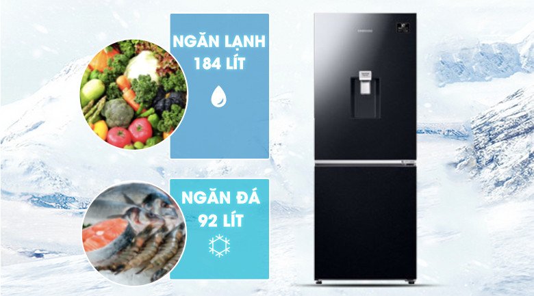 Tủ lạnh Samsung Inverter 276 lít RB27N4170BU/SV ngăn đá dưới và thiết kế lấy nước