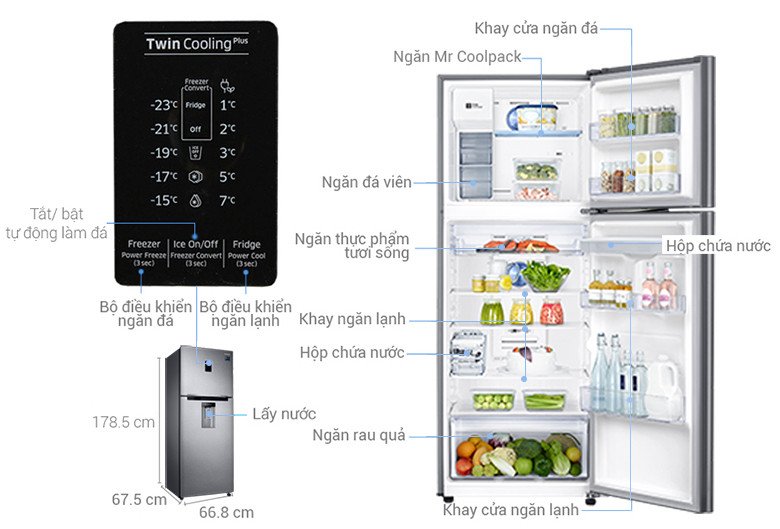 Tủ lạnh Samsung Inverter 380 lít RT38K5982SL/SV có kích thước lớn hơn, phù hợp gia đình đông người