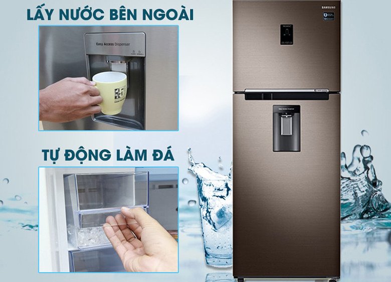Tủ lạnh Samsung Inverter RT38K5982DX/SV tiện ích làm đá tự động và lấy nước bên ngoài