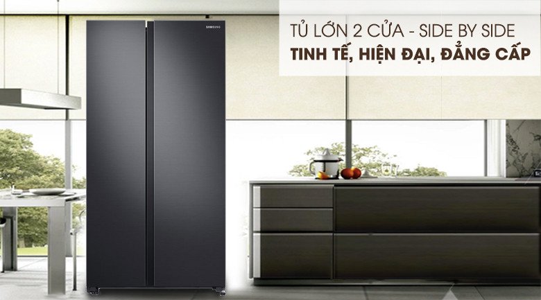 Tủ lạnh Samsung RS62R5001B4/SV với thiết kế Side by Side hiện đại, màu đen sang trọng