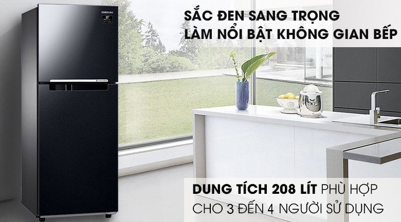 Tủ lạnh Samsung RT20HAR8DBU/SV màu đen hiện đại, dung tích 208 lít