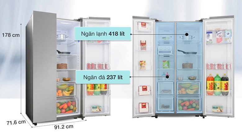 tủ lạnh Samsung Side by Side Inverter 647 lít RS62R5001M9/SV