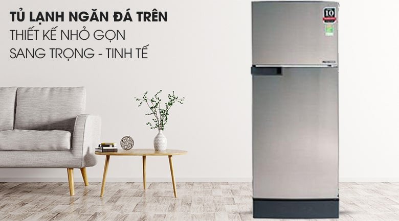 Tủ lạnh Sharp Inverter 165 lít với thiết kế hai cửa màu bạc sang trọng