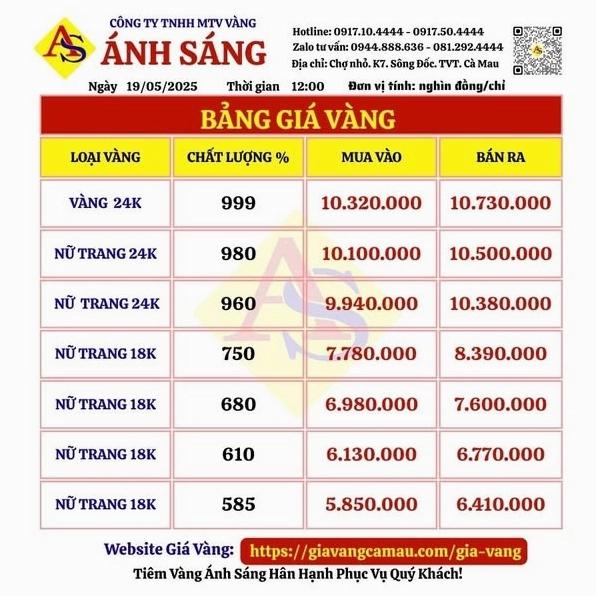 Sản phẩm trang sức vàng tại Tiệm Vàng Ánh Sáng